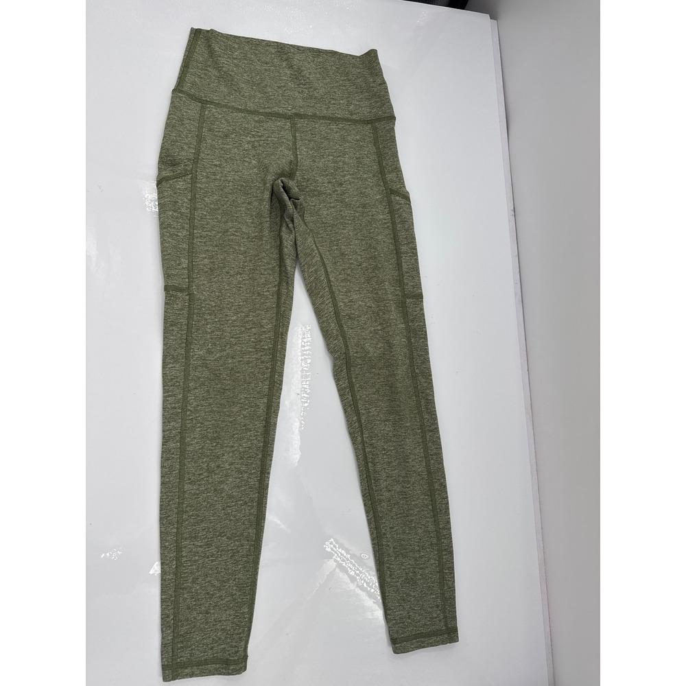 Aerie Chill Play Move Leggings Olive Green Heathered High Waist Pocket Small